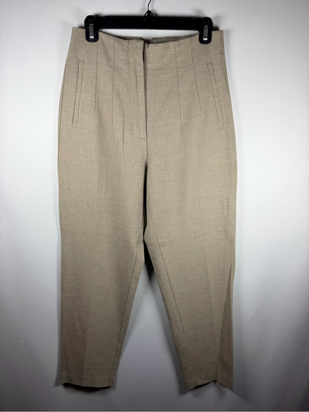 Zara Beige High-Waist Cropped Tailored Pants